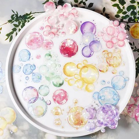 Autocollants PET Série Aventure de Bulles Irisé Lumière de Coquillage Aquarelle Esthétique Scrapbooking Journal Décoration DIY