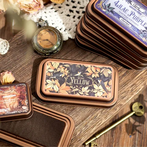 Medieval Legend Series Vintage Metal Box Ink Pad For DIY Journaling Scrapbooking Craft Decoration Art Supplies