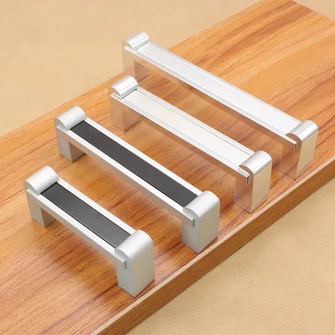 Aluminum Alloy Cabinet Door Handle Silver Black Modern Minimalist Drawer Pull U Shaped Bridge Furniture Hardware Handle