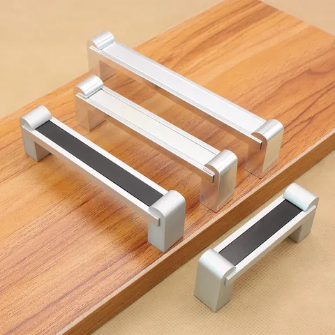 Aluminum Alloy Cabinet Door Handle Silver Black Modern Minimalist Drawer Pull U Shaped Bridge Furniture Hardware Handle