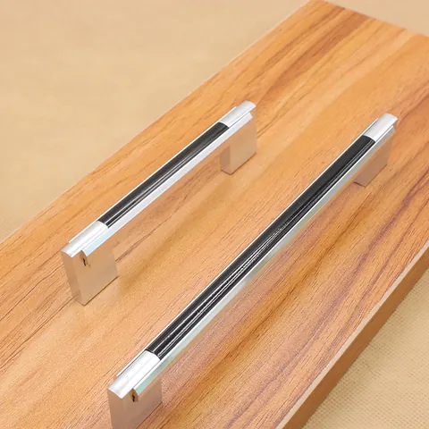 Modern Minimalist Aluminum Alloy Cabinet Handle Black Silver Contrast Color Drawer Pull Bow Shaped Furniture Hardware