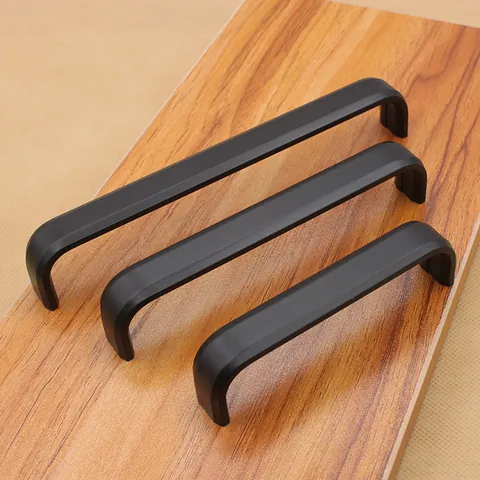 Modern Minimalist Aluminum Alloy Cabinet Handle Matte Black U-Shaped Furniture Drawer Pull For Kitchen Cupboard Wardrobe Door