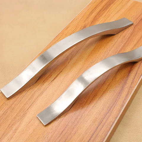 Modern Aluminum Alloy Cabinet Handle Minimalist Curved Drawer Pull Brushed Silver Wardrobe Furniture Door Hardware Grip