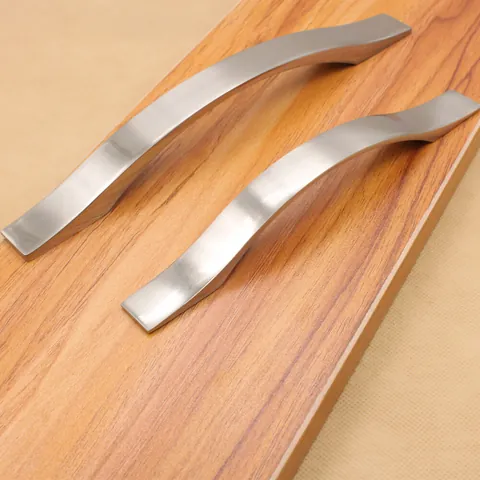 Modern Aluminum Alloy Cabinet Handle Minimalist Curved Drawer Pull Brushed Silver Wardrobe Furniture Door Hardware Grip