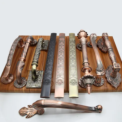 European Vintage Zinc Alloy Door Handle Carved Floral Bronze Finish Heavy Duty Gate Pull For Wooden Glass Doors Home Decor