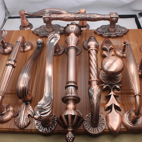 European Vintage Zinc Alloy Door Handle Carved Floral Bronze Finish Heavy Duty Gate Pull For Wooden Glass Doors Home Decor