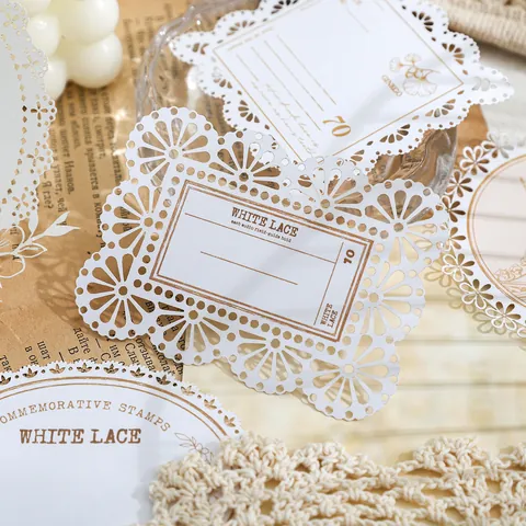 Retro Hollow White Cowhide Paper Note Cards Mist And Rain Series For Scrapbooking DIY Journal Decorative Crafting Material