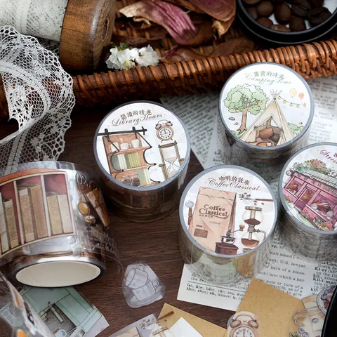 Cinta Decorativa Vintage PET Para Journaling Scrapbooking Planificador Literario Retro Pegatina Material Bricolaje Loop Temas