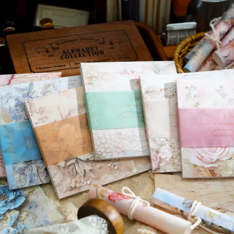 Vintage Floral Scrapbooking Material Paper For DIY Journaling Decoration Retro Flower Pattern White Kraft Paper Supplies