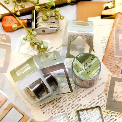 Vintage PET Border Decorative Tape Retro Film Slide Frame Scrapbooking Stickers For DIY Journaling Craft Material