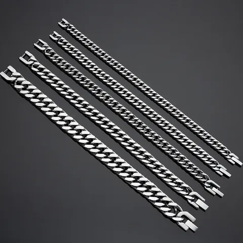 Minimalist Stainless Steel Cuban Link Chain Necklace For Men Women Hip Hop Polished Jewelry With Lobster Clasp Buckle
