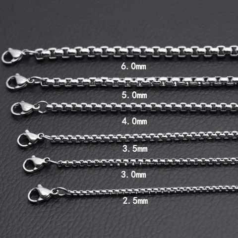 Minimalist Stainless Steel Box Chain Necklace For Men Women Unisex Basic Square Link Chain Choker Jewelry Accessories