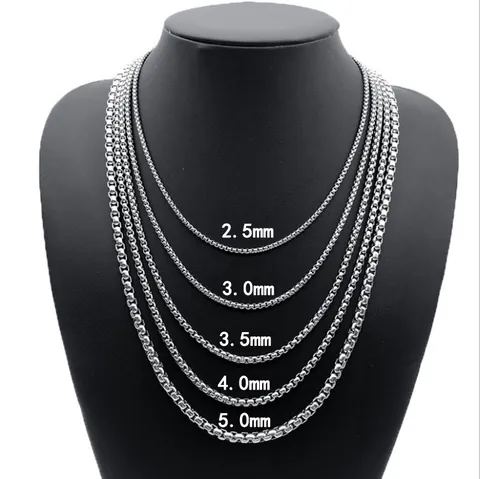Minimalist Stainless Steel Box Chain Necklace For Men Women Unisex Basic Square Link Chain Choker Jewelry Accessories
