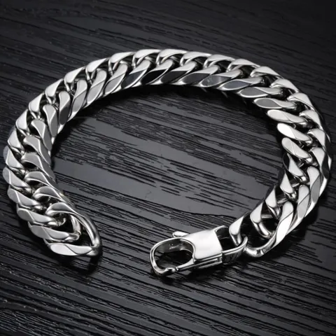 Men Stainless Steel Cuban Link Bracelet Necklace Gold Silver Color Hip Hop Chain Width 4 To 14 Jewelry Gift For Him