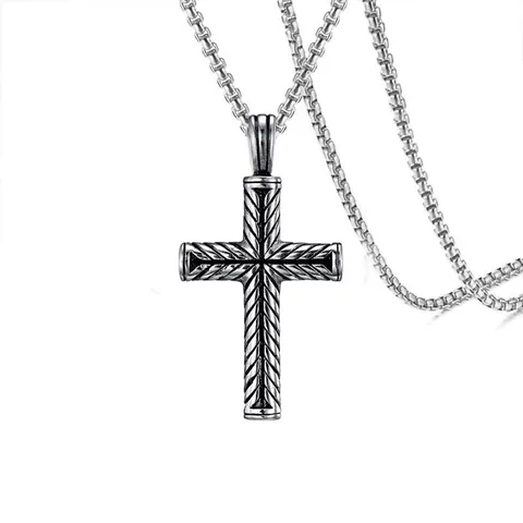 Vintage Gothic Pendant Necklace Stainless Steel Cross Snake Axe Heart Punk Retro Hip Hop Jewelry For Men Women