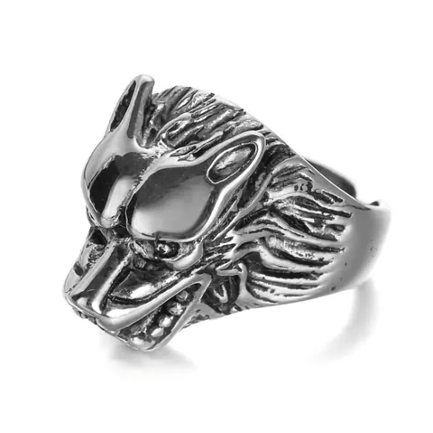 Punk Vintage Tier Ring Für Herren Legierung Wolf Drache Schlange Totenkopf Verstellbar Offener Ring Gothic Hip Hop Schmuck