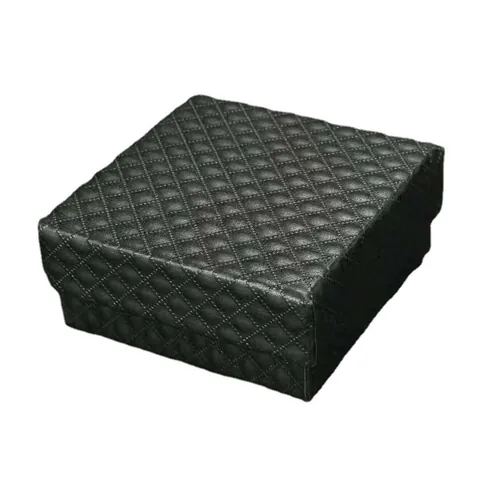 Elegante Schwarze Schmuckschatulle Mit Rautenmuster Karton Geschenkbox Für Halsketten Armbänder Und Ohrringe