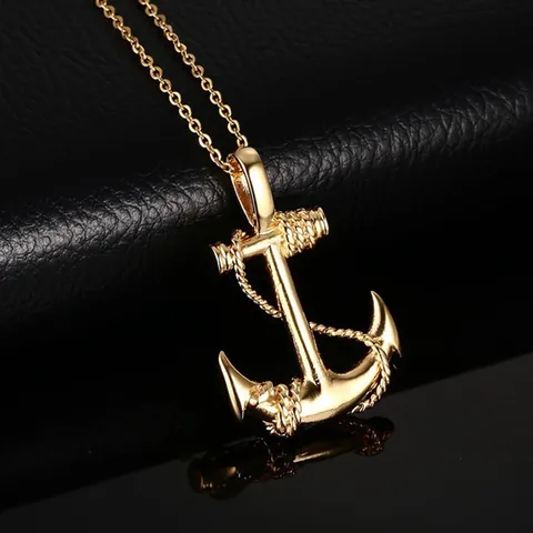 Vintage Zinc Alloy Anchor Pendant Necklace With Rope Detail Nautical Pirate Style Cross Chain For Men Women Jewelry Gift