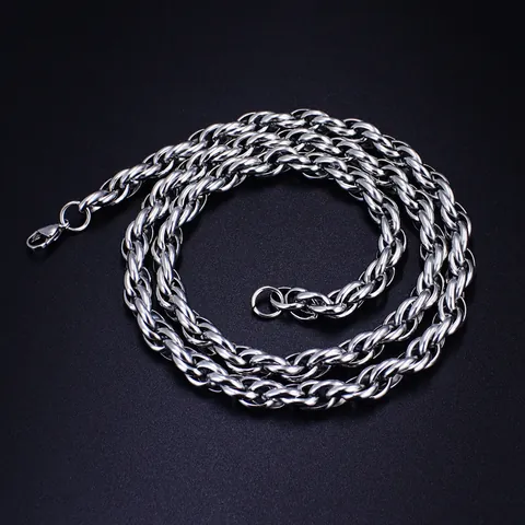 Minimalist Stainless Steel Rope Chain Necklace For Women Men Hip Hop Twisted Link Chain Jewelry Gift Minimalist Fashion Accessory