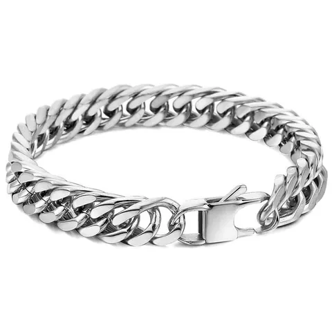 Polished Stainless Steel Cuban Link Bracelet For Men Women Minimalist Domineering Punk Style Jewelry Accessory Gift