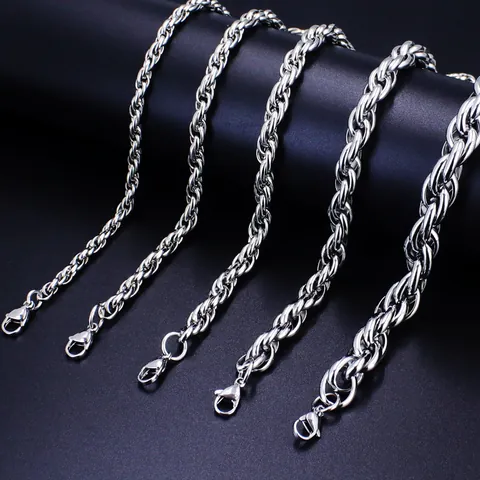 Minimalist Stainless Steel Rope Chain Necklace For Women Men Hip Hop Twisted Link Chain Jewelry Gift Minimalist Fashion Accessory
