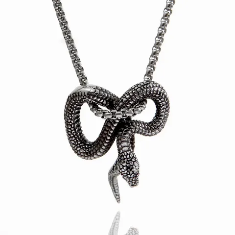 Collana Punk in Acciaio Inossidabile con Pendente Serpente Ala Yin Yang Argento Nero Vintage Gioielli Hip Hop Gotico per Uomo Donna