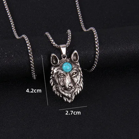 Collana con Ciondolo Stile Etnico Retro Catena in Acciaio Inossidabile Lega Testa di Lupo Tigre Teschio Ascia Gioielli Unisex