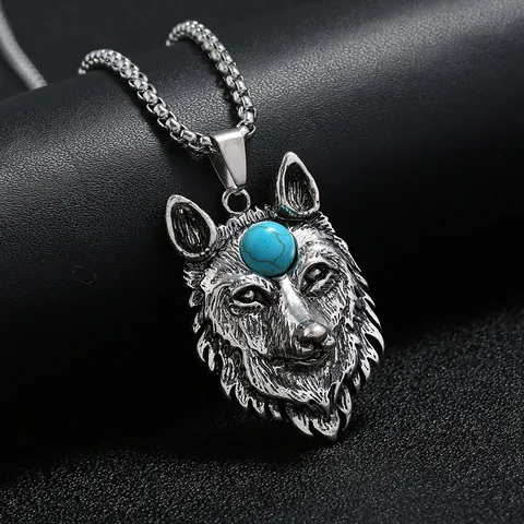 Punk Vintage Wolfskopf Totenkopf Tiger Anhänger Halskette Für Herren Damen Edelstahl Legierung Hip Hop Retro Schmuck Zubehör