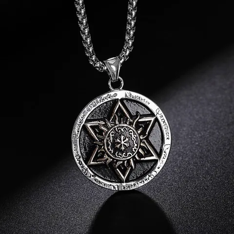 Vintage Hip Hop Stainless Steel Chain Alloy Pendant Necklace Gothic Religious Hexagram Cross Skull Men Jewelry