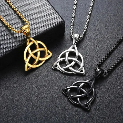 Vintage Celtic Knot Stainless Steel Necklace Gothic Snake Skull Dragon Pendant Necklace With Box Chain For Men Women Jewelry