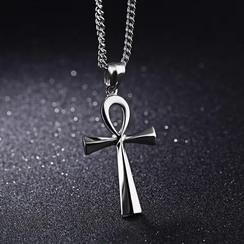 Vintage Stainless Steel Ankh Cross Pendant Necklace For Men Women Gold Silver Black Plated Ethnic Hip Hop Jewelry Gift