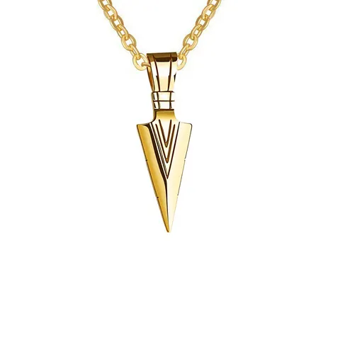 Vintage Punk Arrowhead Pendant Necklace For Men Alloy Geometric Arrow Charm Cross Chain Gold Silver Black Fashion Jewelry Gift