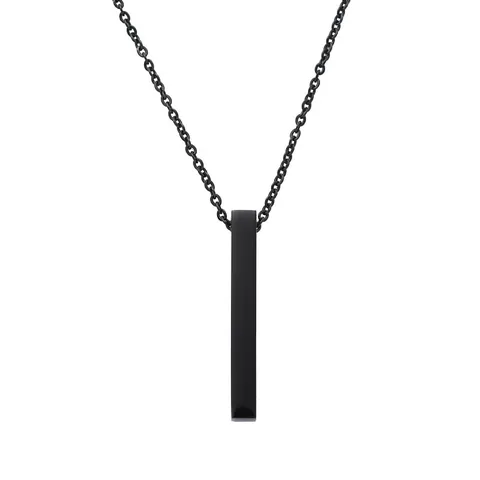 Minimalist Alloy Vertical Long Bar Pendant Necklace For Women Men Geometric Cuboid Jewelry Ins Style Simple Plain Chain