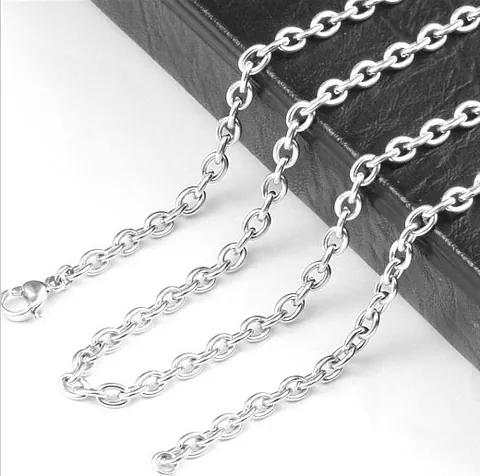 Stainless Steel Cross Chain Link Necklace Bracelet For Men Women Silver Polished Basic Jewelry With Lobster Clasp