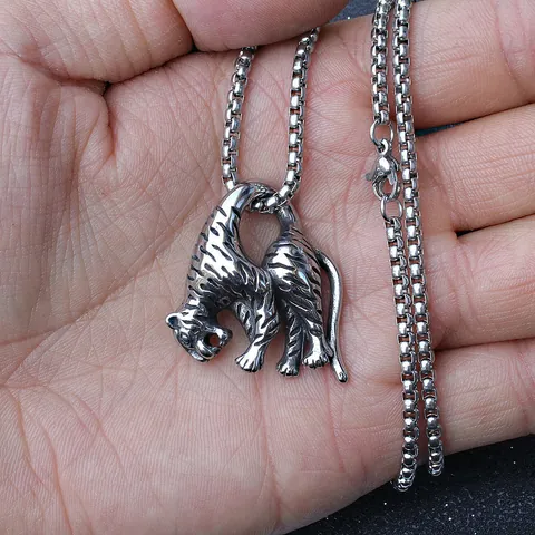 Hip Hop Edelstahl Tier Anhänger Halskette Vintage Tiger Drache Stierkopf Mjölnir Keltischer Knoten Schmuck Für Herren Damen