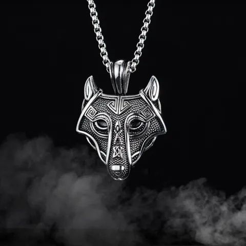 Viking Wolf Head Pendant Necklace Stainless Steel Box Chain Alloy Antique Silver Celtic Knot Nordic Retro Punk Jewelry For Men Women