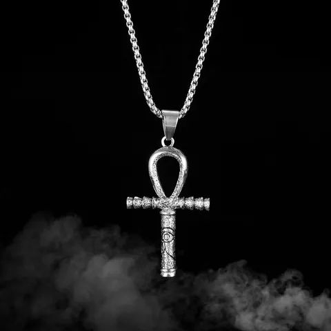 Vintage Stainless Steel Pendant Necklace For Men Retro Punk Gothic Alloy Cross Animal Skeleton Pendant Box Chain Jewelry