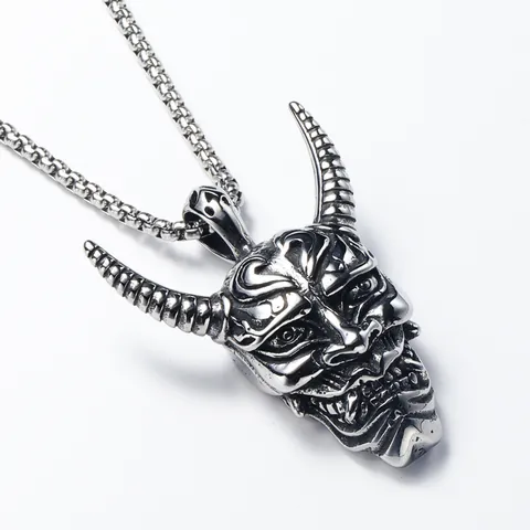 Retro Herren Punk Gothisch Halskette Mit Anhänger Edelstahl Kette Legierung Totenkopf Hannya Maske Drache Schlange Schmuck