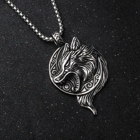 Vintage Viking Wolf Head Pendant Necklace Stainless Steel Chain Alloy Cross Arrow Bat Scissors Gothic Jewelry For Men Women Gift