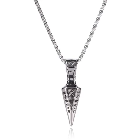 Viking Arrow Pendant Necklace Nordic Runes Valknut Stainless Steel Cross Bat Scissors Punk Gothic Retro Jewelry For Men Women