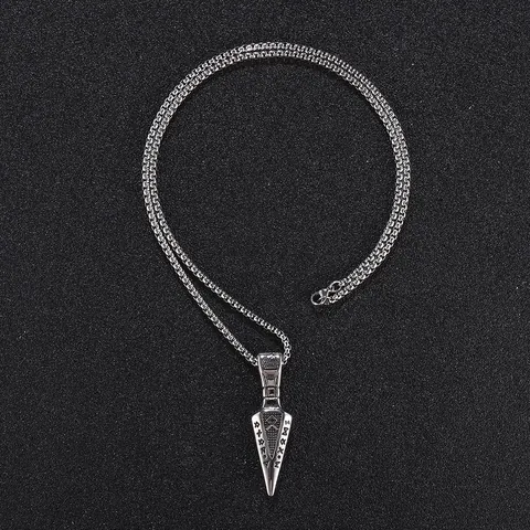 Viking Arrow Pendant Necklace Nordic Runes Valknut Stainless Steel Cross Bat Scissors Punk Gothic Retro Jewelry For Men Women