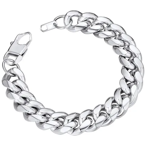 Men's Hip Hop 316L Stainless Steel Cuban Link Figaro Chain Necklace Bracelet Silver Black Polished Jewelry Gift Unisex Jewelry