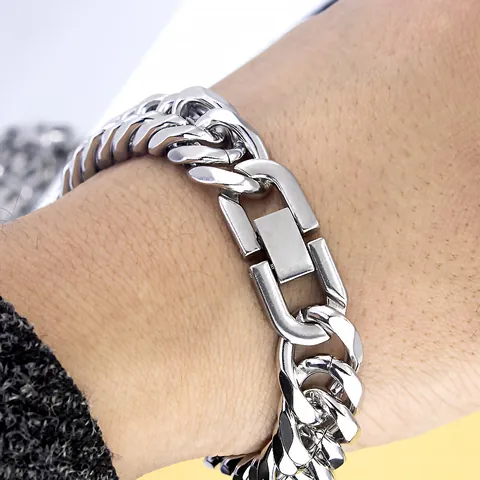 Bold Stainless Steel Cuban Link Chain Necklace Bracelet For Men Women Gold Silver Plated Hip Hop Thick Curb Jewelry