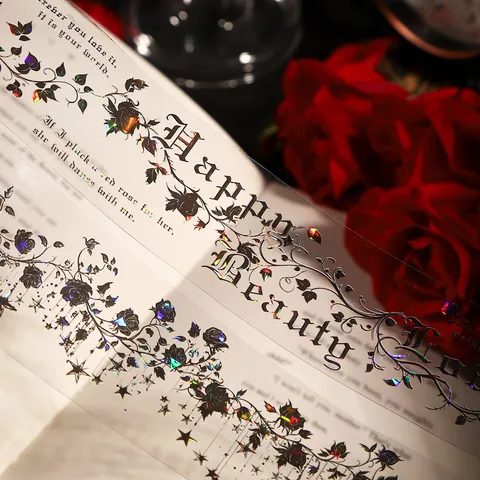 Gothisches Dunkles PET Klebeband Holographischer Laser Rose Totenkopf Muster Für DIY Journal Scrapbooking Handyhülle Dekor