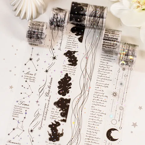 Starry Sky Poet Serie PET Dekoratives Klebeband Holografisches Silber Washi Tape Für Scrapbooking DIY Journaling Schreibwaren