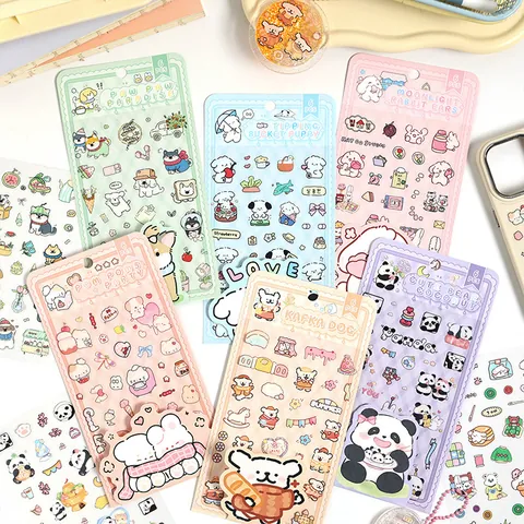 Kawaii Cartoon Animal Stickers PET Waterproof Decorative Decals For Journaling Scrapbooking DIY Stationery