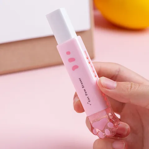 Cat Paw Retractable Eraser Push Pull Sliding Rubber Plastic Cute Novelty Portable Stationery For School Office Student