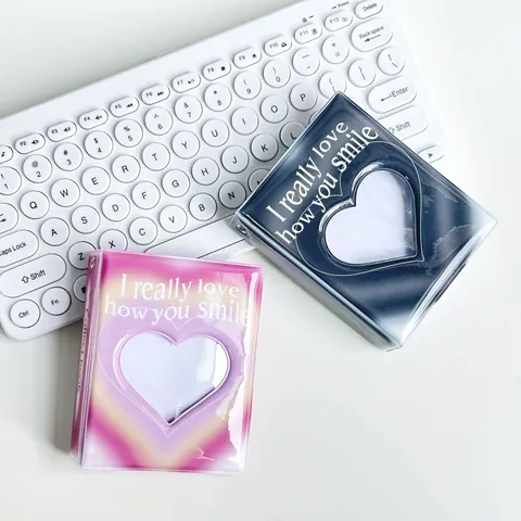 Mini Album Fotografico PVC Stile Ins Cuore Svuotato Sfumato 3 Pollici Libro Raccolta Carte Fotografiche 40 Tasche per Carte Idol