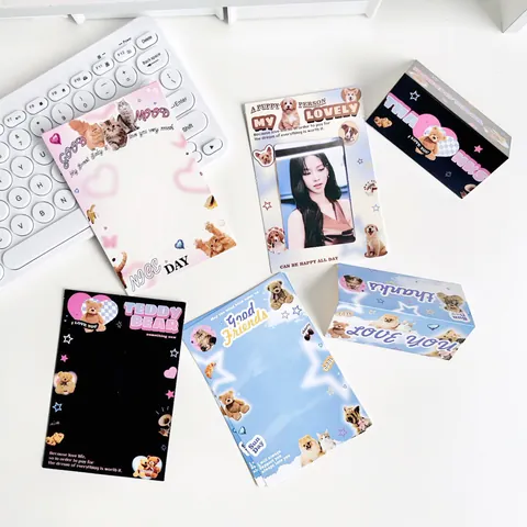 Encabezado y Soporte de Tarjeta de Cartulina de Animales de Dibujos Animados Americanos Oso Cachorro Gatito para Embalaje de Tarjetas Fotográficas Protector de Tarjetas de Regalo Papelería