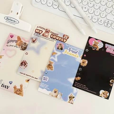 Encabezado y Soporte de Tarjeta de Cartulina de Animales de Dibujos Animados Americanos Oso Cachorro Gatito para Embalaje de Tarjetas Fotográficas Protector de Tarjetas de Regalo Papelería